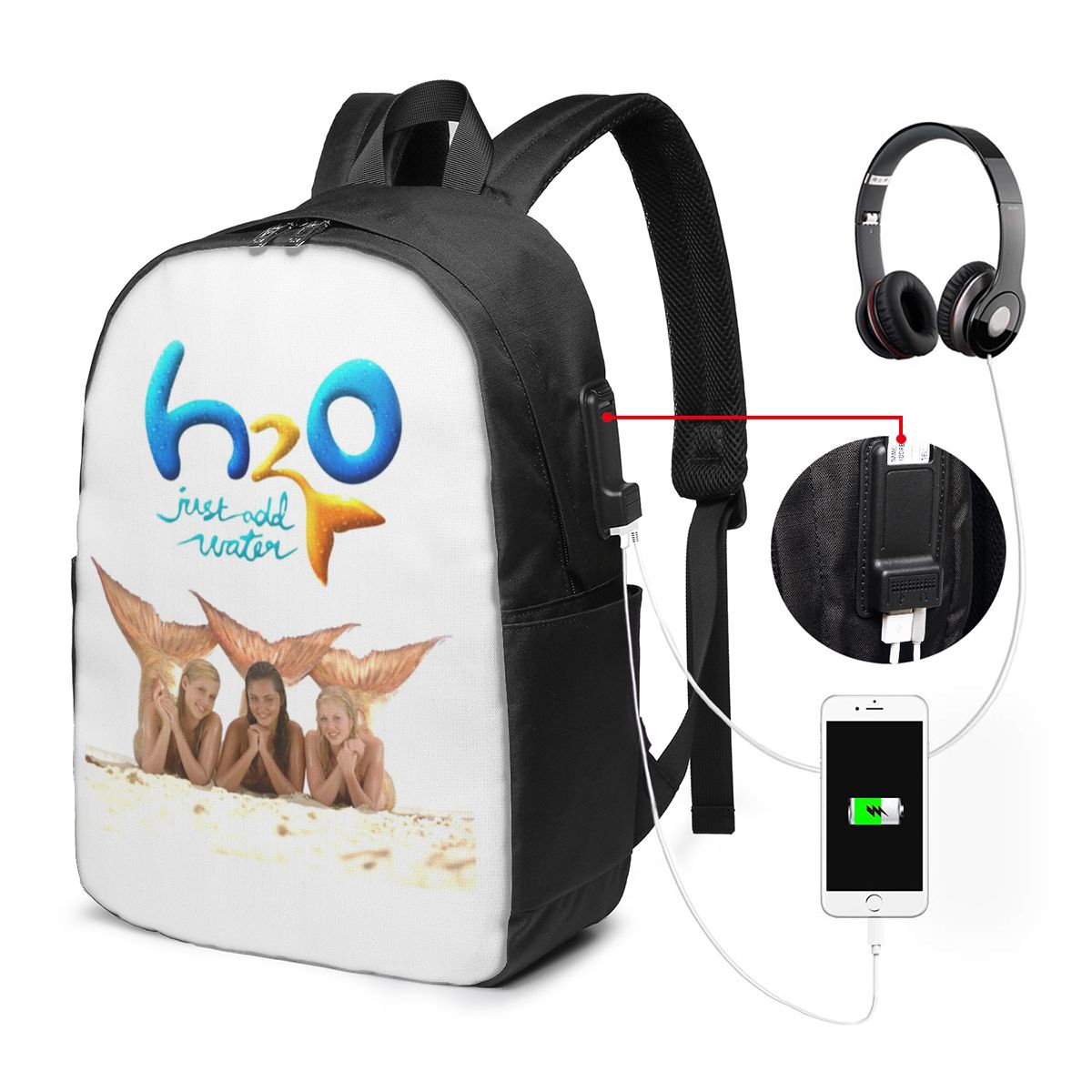 Backpacks - 漫画アニメ H2O ジャストアドウォーターバックパック旅行ノートブックバッグコンピュータ大学生スクールバッグラップトップショルダーバッグ