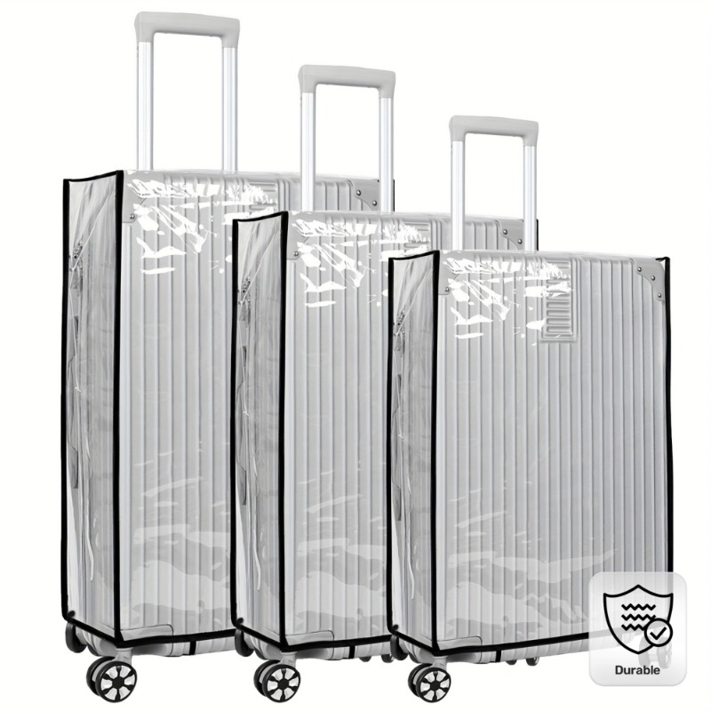 Luggage Protective Cover Transparent - 3 個の伸縮性のある透明 PVC 荷物保護カバーユニバーサル 20/24/28 インチ防水旅行スーツケース収納袋