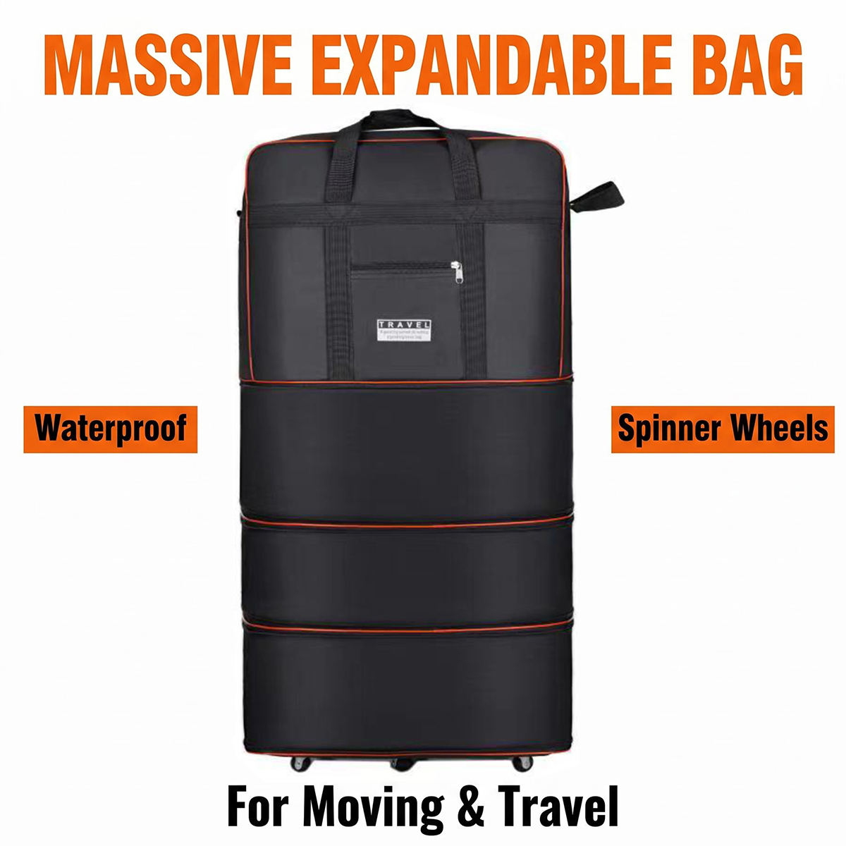 Foldable Rolling Luggage Bag - 車輪付きトラベルバッグ 拡張可能 折りたたみ式荷物バッグ 折りたたみ式ローリングトラベルバッグ ダッフルバッグ 防水