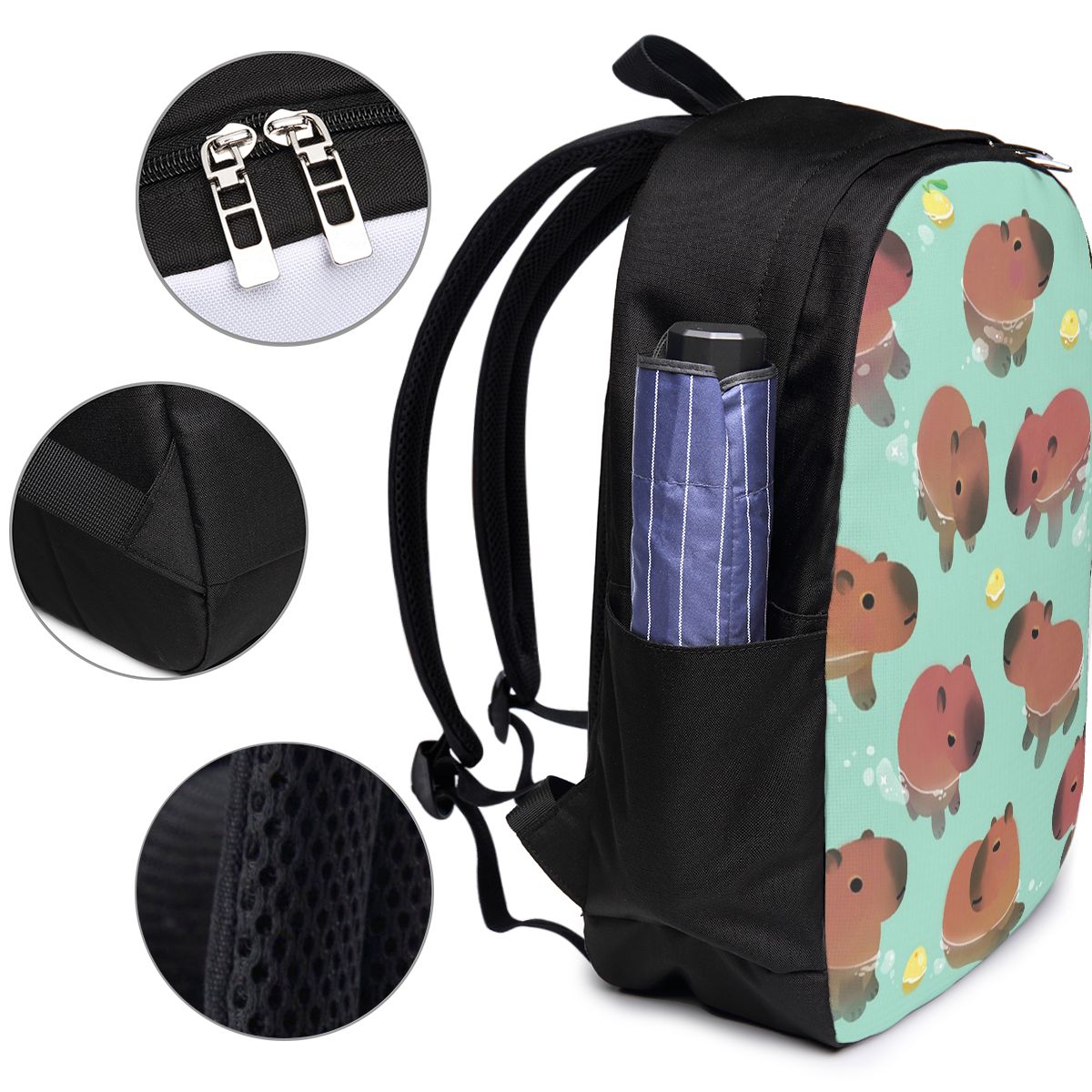 カピバラアニマル柄バックパック旅行ノートブックバッグコンピュ - Backpacks のレビューと価格