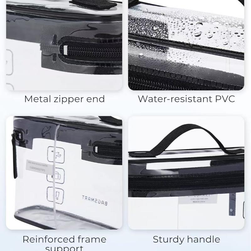 透明で防水性のあるPVC製化粧ポーチ。厚手で大容量。家族旅行 - Cosmetic Bags のレビューと価格