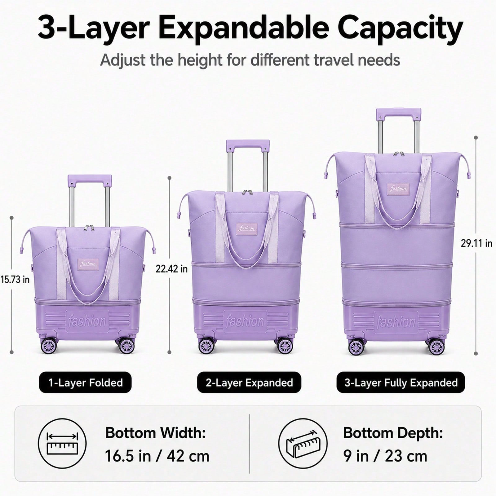 拡張可能なキャスター付き旅行用ダッフルバッグ。折りたたみ式で - Foldable Rolling Luggage Bag のレビューと価格