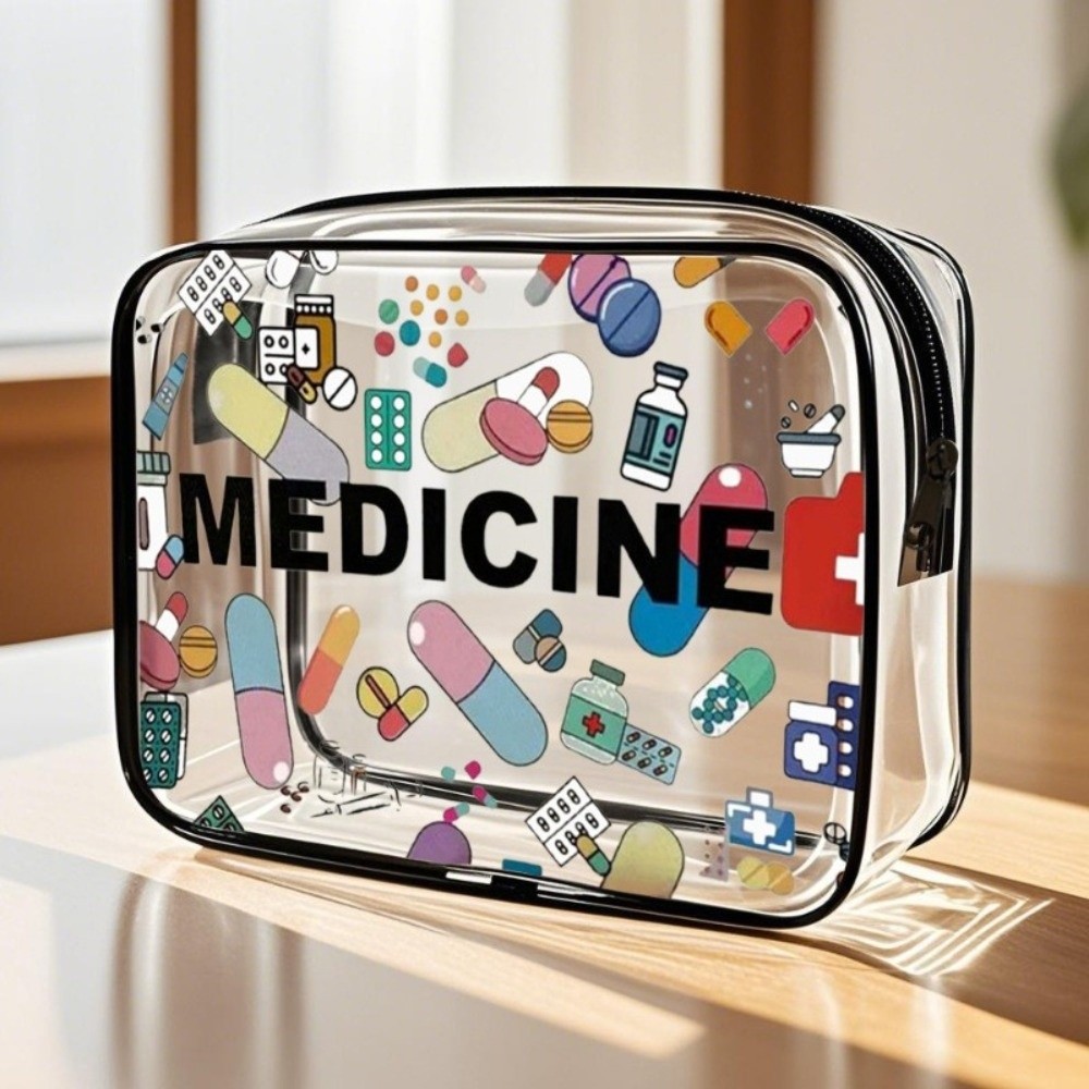 トレンド感あふれる大容量のメイクアップバッグ。薬のモチーフが - Cosmetic Bags のレビューと価格