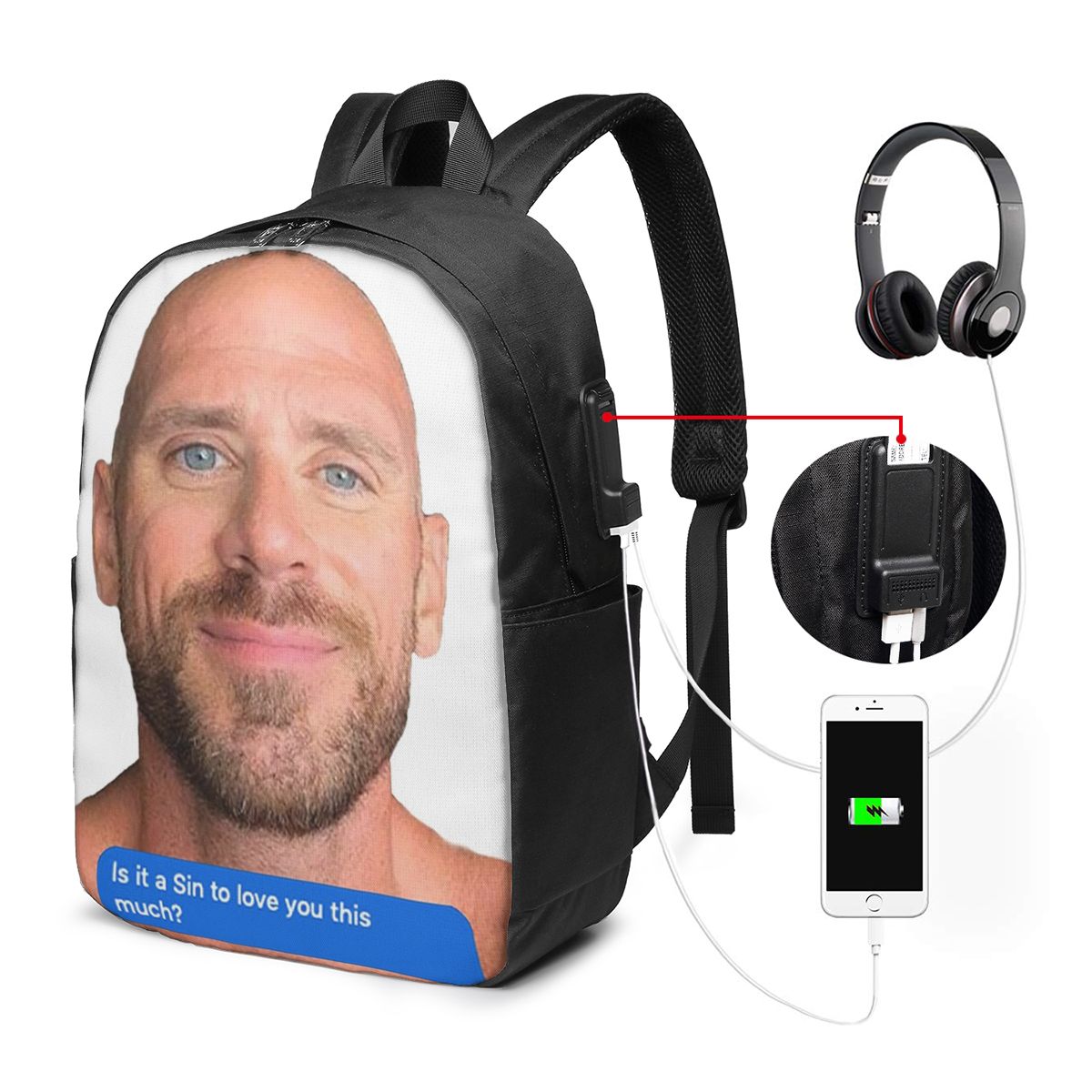 Johnny Sins Flirty Text Bubble - Backpacks のレビューと価格
