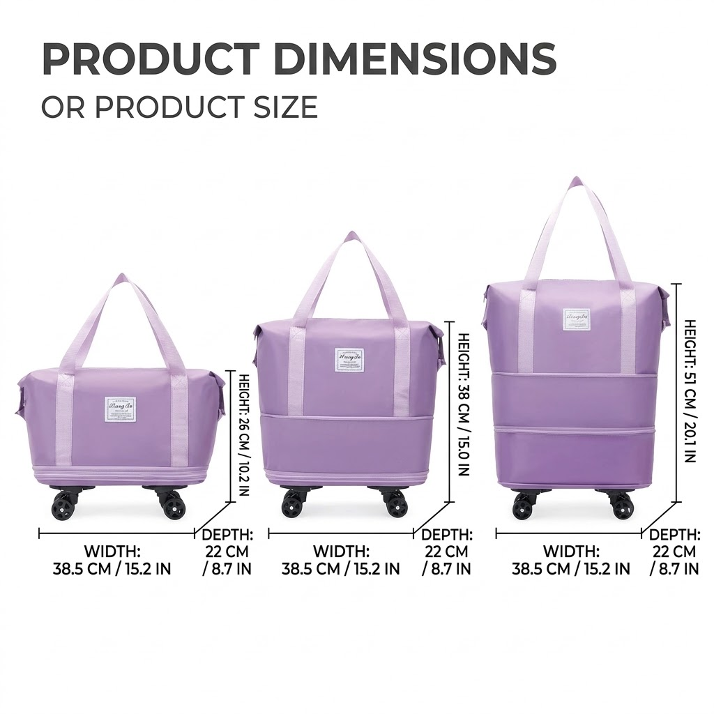 旅行用ローリングダッフルバッグ。取り外し可能な車輪付き。拡張 - Foldable Rolling Luggage Bag のレビューと価格
