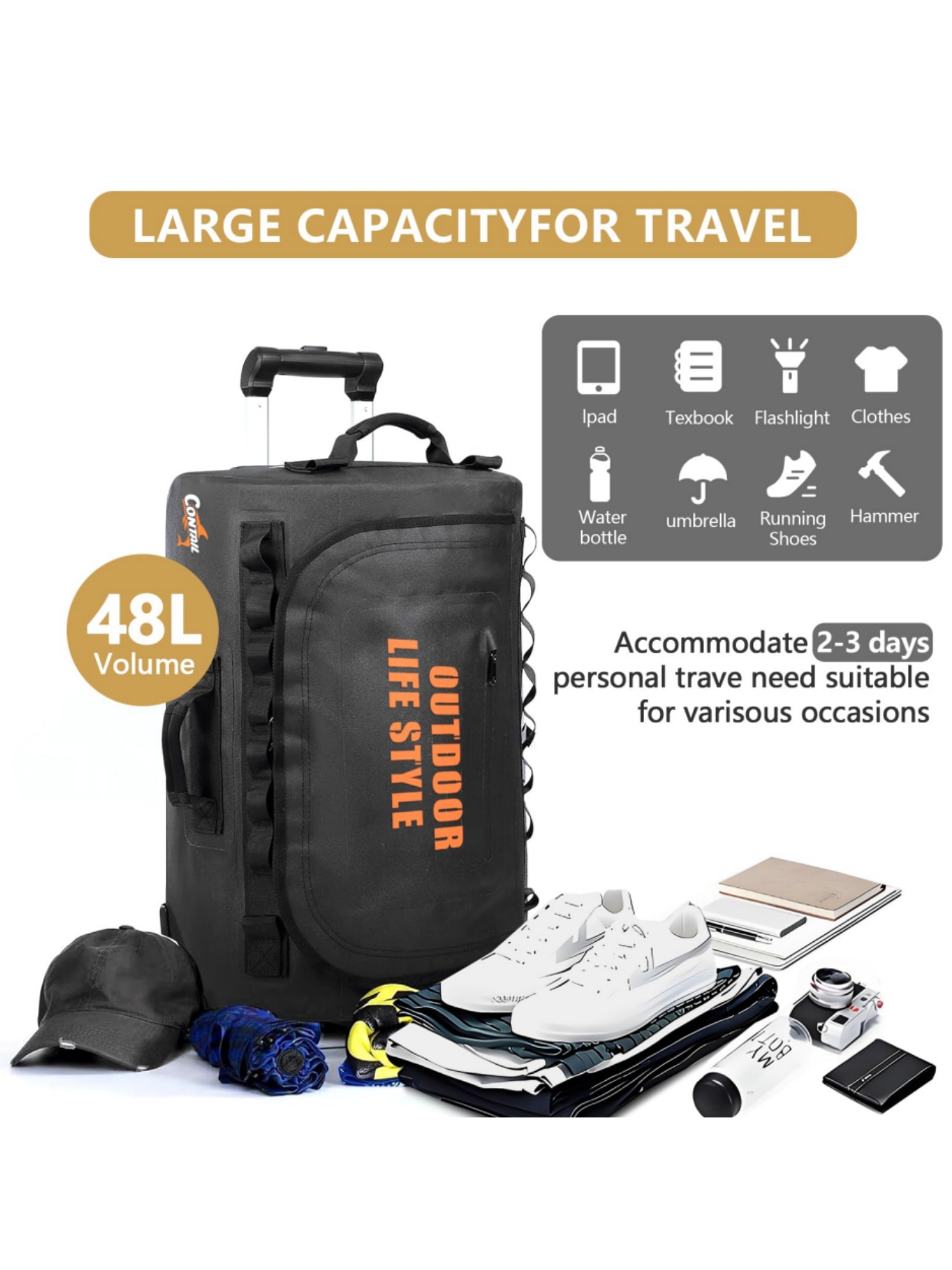 48/95 ラリーホイール付きダイビングバッグ、ホイール付き - Foldable Rolling Luggage Bag のレビューと価格