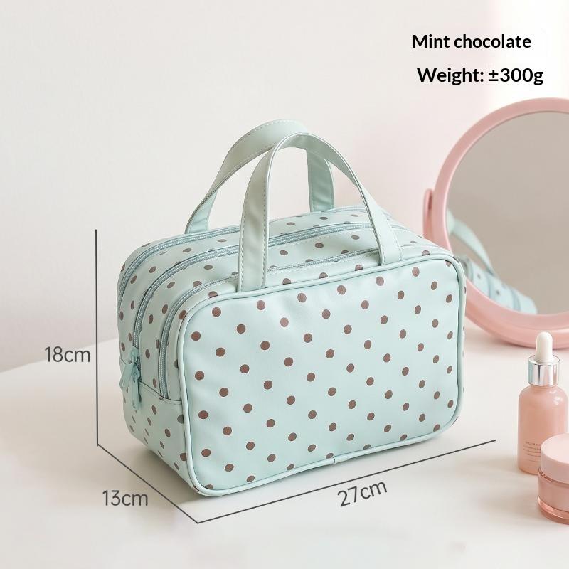 ドット柄のコスメティックバッグ。防水加工のPUレザー製で、大 - Cosmetic Bags のレビューと価格